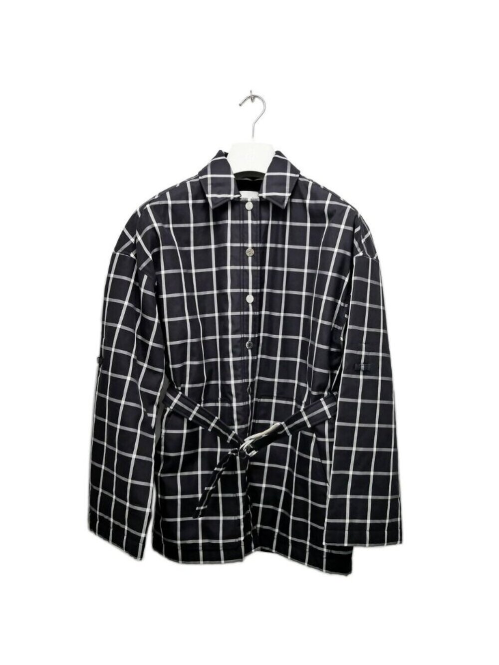 Hermes Jacket Check Sellier Buttons Navy Insulation Coat 36